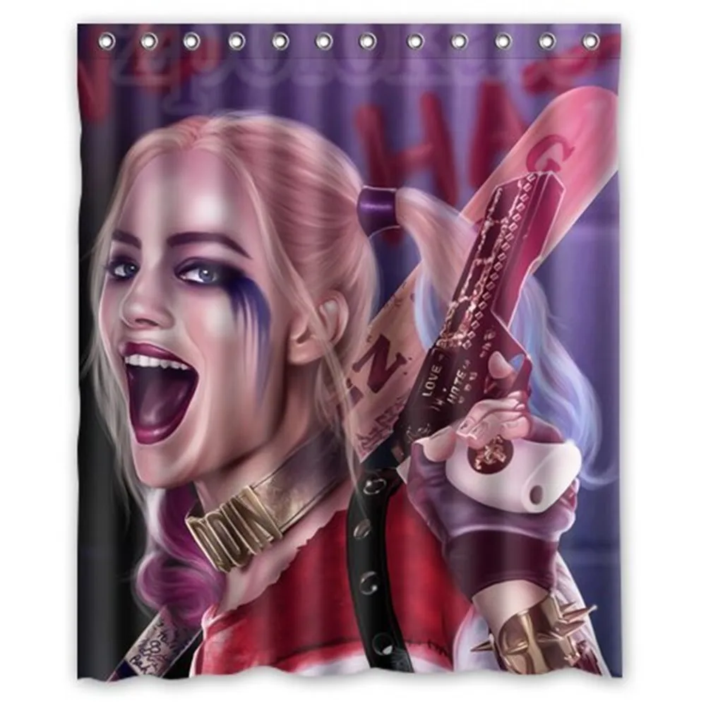 Custom Best Anime Suicide Squad Harley Quinn Shower Curtain Decoration