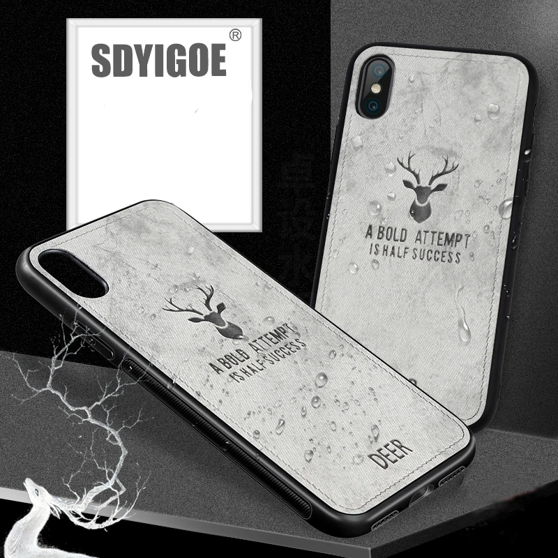 

Mobile Phone Cases Christmas Deer For iphone X XS XR 6 7plus 8 6s 6Plus phone cases Soft Silicone Cover 3D Embossed fine cloth