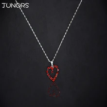 JUNORS New Tiny Colorful Heart Pendant Necklace Silver Plated Chain Two Color Quality Crystal New Fashion
