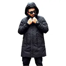 Новая мужская куртка большого размера, осенняя и зимняя утолщенная длинная парка, повседневная куртка с капюшоном, мужское свободное хлопковое пальто