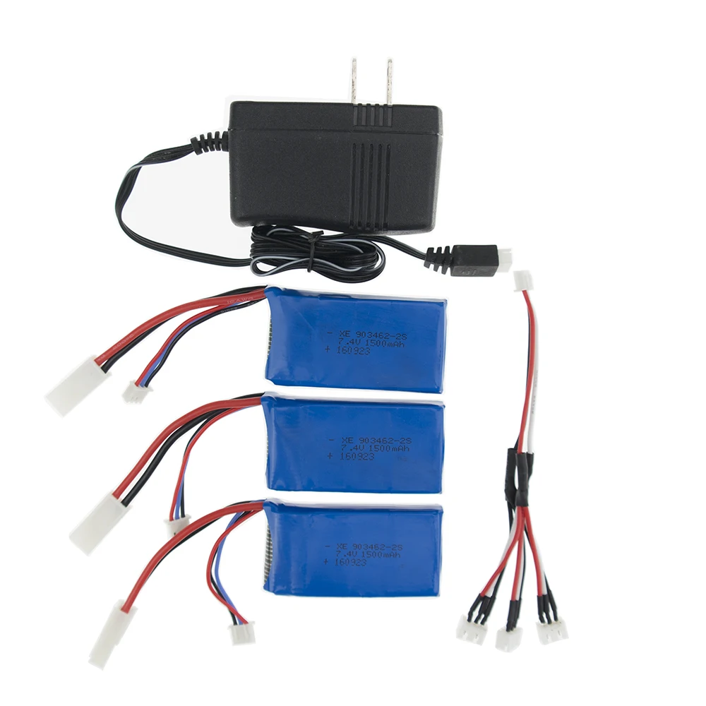 

7.4V 1500mAh 903462-2S US/China plug charger with split cable Best lithium polymer battery For FT009 remote control boat FX067C