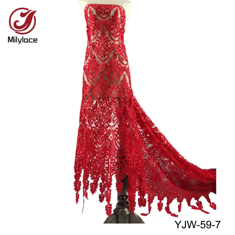 

10 Available colors pure red lace fabric popular guipure lace fabric 5 yards long mesh lace YJW-59
