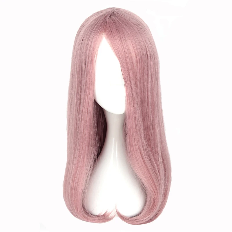 

MCOSER Free Shipping 55cm Synthetic Medium Straight hair Pink Color 100% High Temperature Fiber Wig WIG-653A
