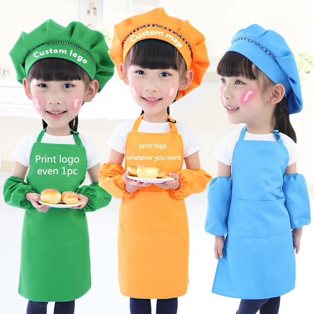 Bambini bambino Bambini Grembiule Maniche Cappello Set Big Pocket Cottura Della Bambini bambino Bambini Grembiule Maniche Cappello Set Big Pocket Cottura Della