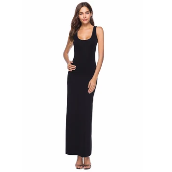 

Elegant black green yellow white blue long maxi dress women clothing 2020 summer sleeveless fashion sexy o neck bodycon vestidos