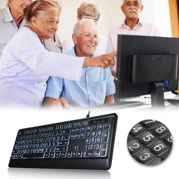 

104 Key USB Interface Large Print Backlit Wired Keyboard Large Type Mechanical Gaming Keyboard For Tablet PC Backlight Keyboards