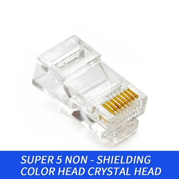 

100pcs 8P Modular Cat 5e RJ45 Connector Ethernet Cable Head Plug Gold-plated Cat 5e Crimp Network RJ 45 Connector Cat5e