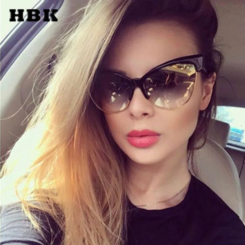HBK кошачий глаз солнцезащитные очки большая оправа сексуальные женские мужские брендовые дизайнерские Роскошные винтажные новые модные трендовые солнцезащитные очки UV400