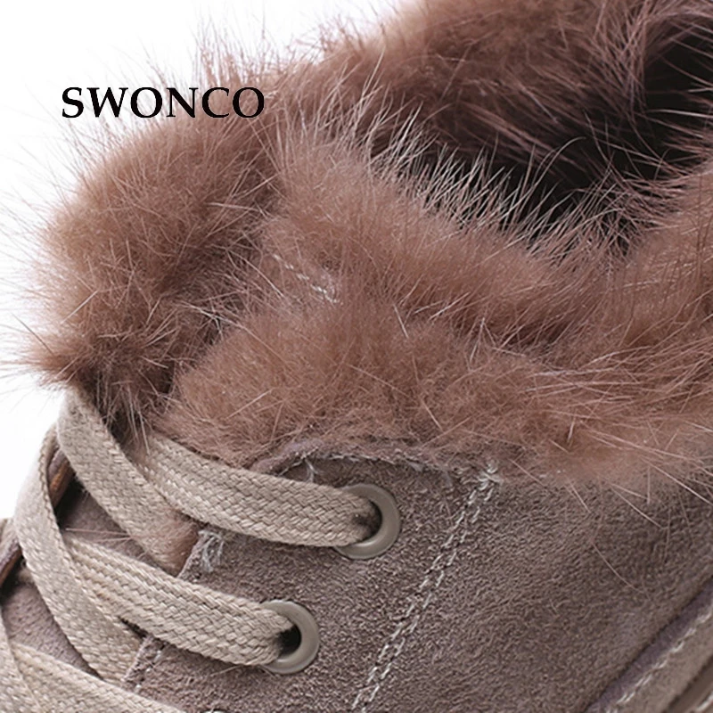 SWONCO/женские кроссовки на платформе Модель 2018 года Зимняя теплая плюшевая обувь