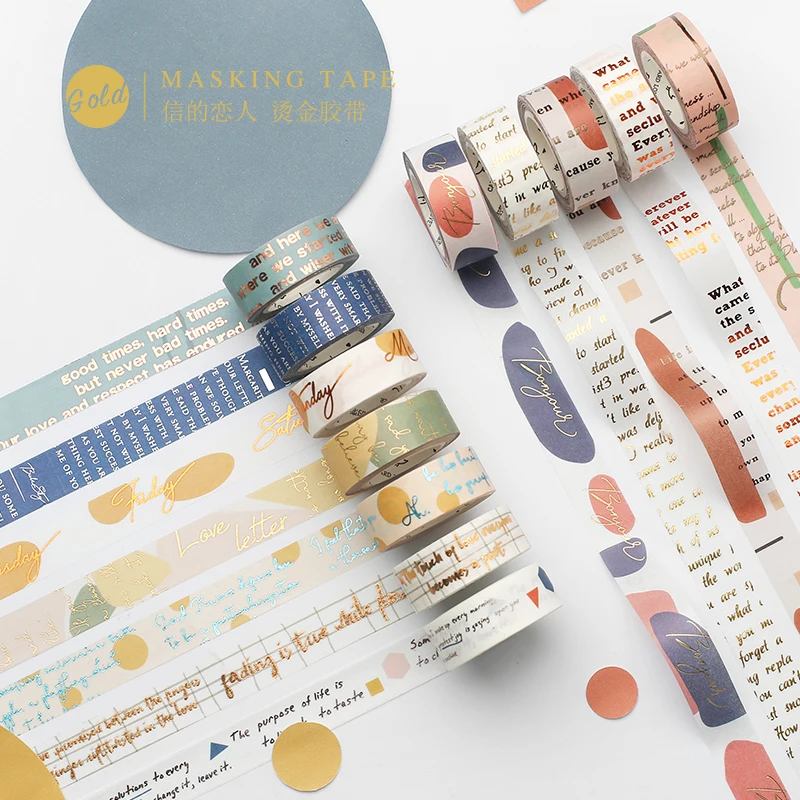 

12PCS/LOT bronzing characters series paper decorative tape masking tape washi tape