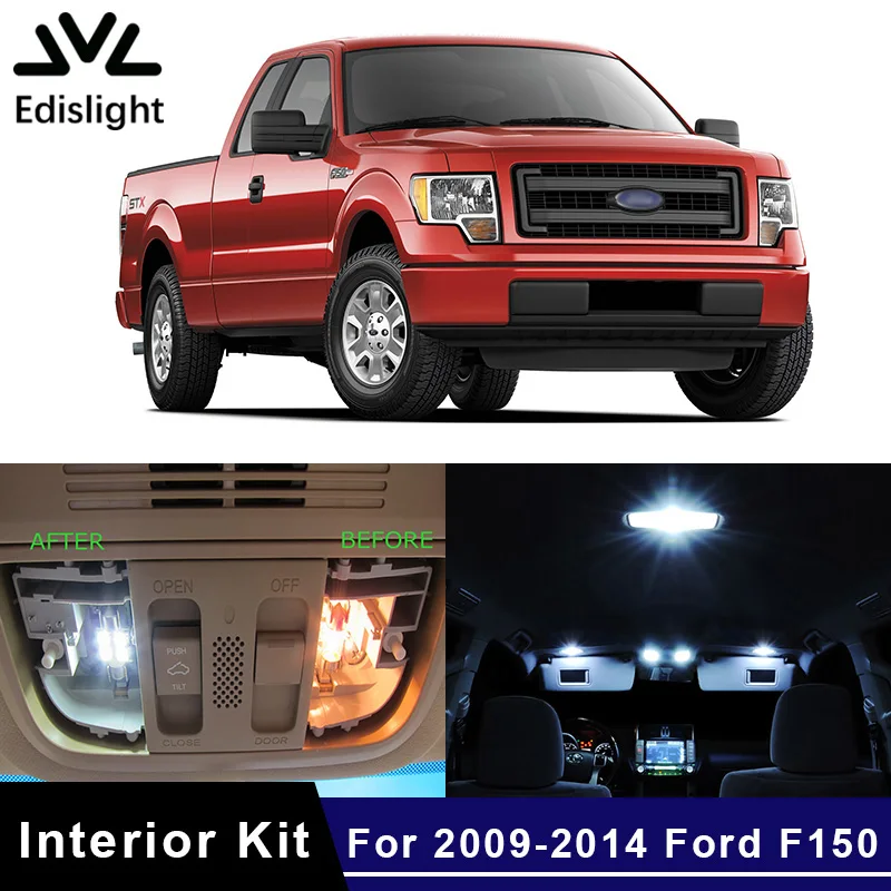 Us 13 13 40 Off Edislight 13pcs White Ice Blue Led Lamp Car Bulb Interior Package Kit For 2009 2014 Ford F150 Map Dome Trunk License Plate Light In