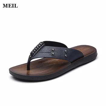 

2017 New Arrival Summer Cool Men Flip Flops British Style Boardered Beach Sandals Non-slide Male Slippers Zapatos Hombre