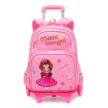 

Children Trolley School Bag princess school Backpack Wheeled School Bag For Grils Kids Wheel Schoolbag Student Backpacks Bags