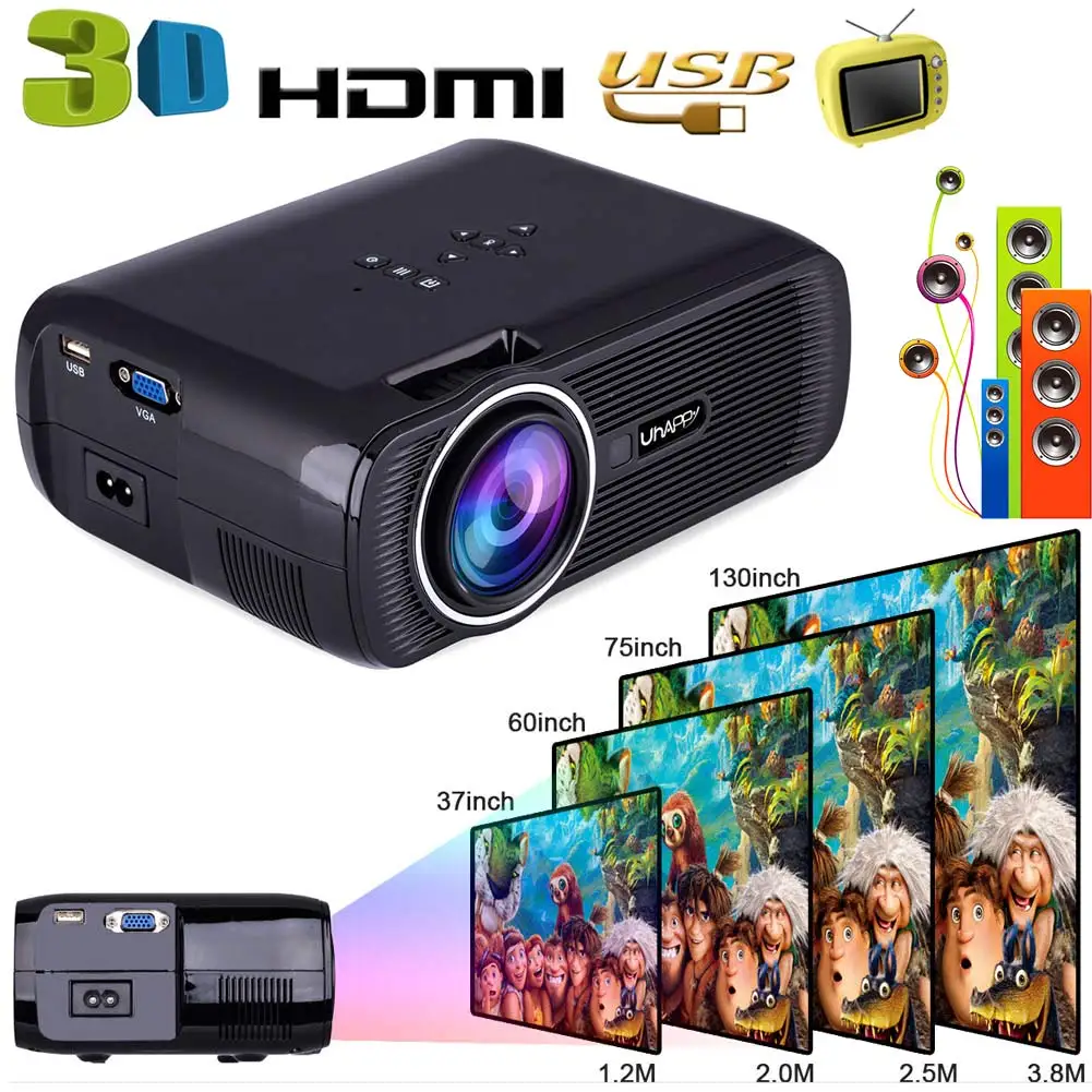 

Portable Wifi Projectors 1080P Android4.4 HD 1000Lumens Movie Media Player Home Theater Projector For Video Game TV 8 SL