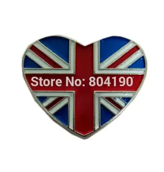 

1.1" Metal Brooch Pin Hat Heart Badge Great Britain Union Jack GB UK Flag Biker Vest retro emo punk rockabilly
