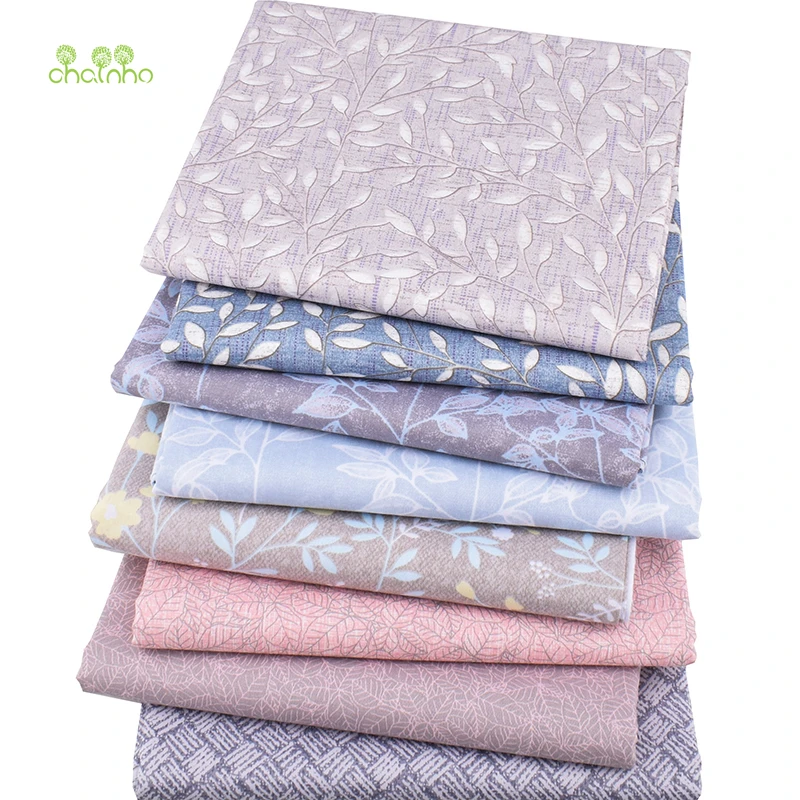 

Chainho,8pcs/lot,Leaves Printed Twill Cotton Fabric,Patchwork Cloth,DIY Sewing Quilting Fat Quarters Material For Baby&Children