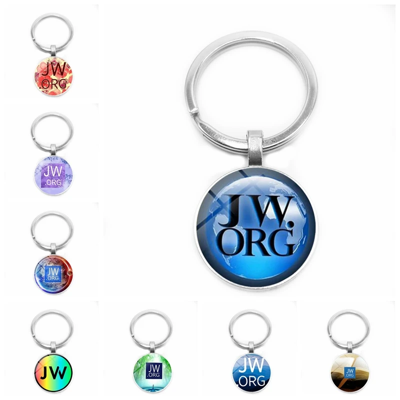 

New 2019 Fashion JW.ORG Keychain Bright Cabochon Glass Key Ring Men and Women Friends Family Gifts