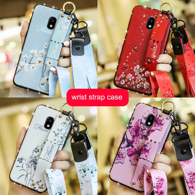 

Wrist strap case for Samsung galaxy J3 J5 J7 2017 2016 J300 J310 J320 J330 J3 Pro Diamond Flower Cover
