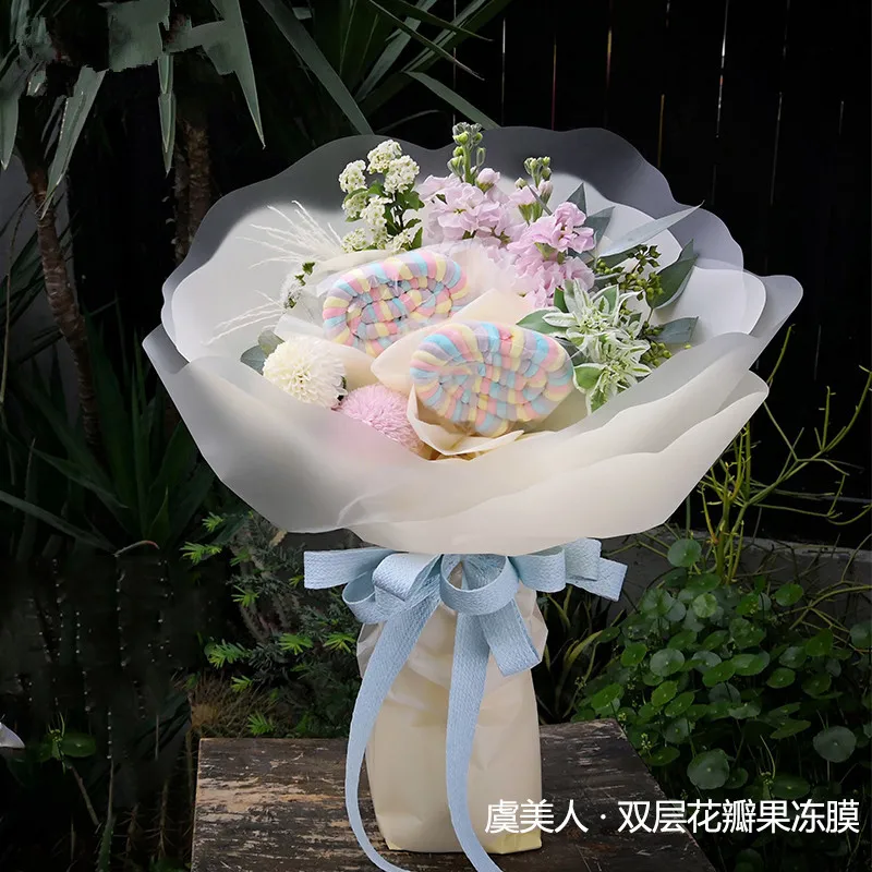 

Jelly Color Half Transparent Florist Wrapping Paper Waterproof Plastic Wrapping Paper for Flower Bouquet