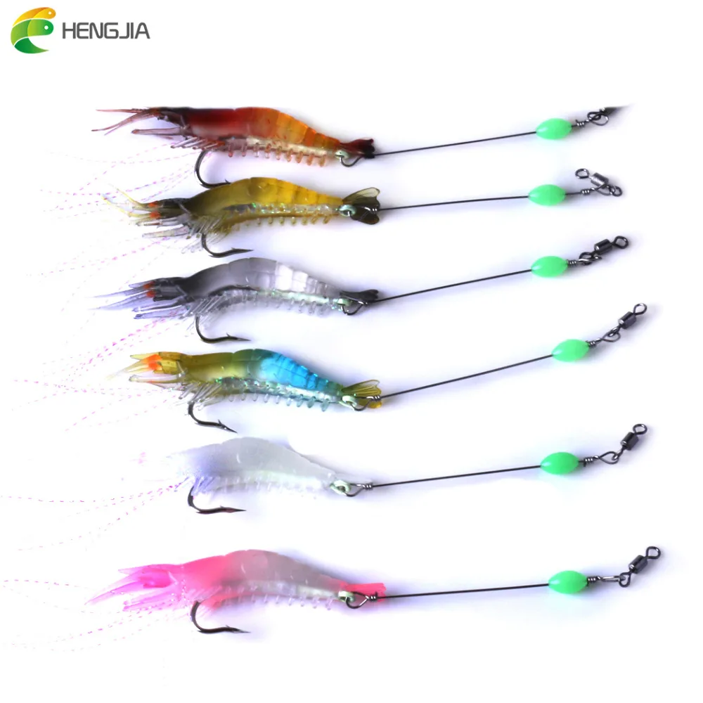 HENGJIA 30PCS Soft Rubber Plastic Shrimp Fishing Lures Artificial