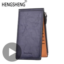 Bolso de mano largo y delgado para hombre y mujer, cartera con cremallera para dinero, tarjetero de negocios, billetera para teléfono