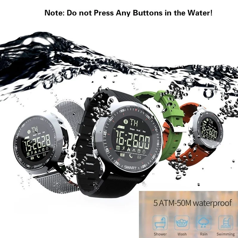 Baratos Reloj deportivo 2019 reloj inteligente con Bluetooth resistente al agua para hombres reloj Digital Ultra largo en espera llamada y recordatorio SMS reloj inteligente para mujeres