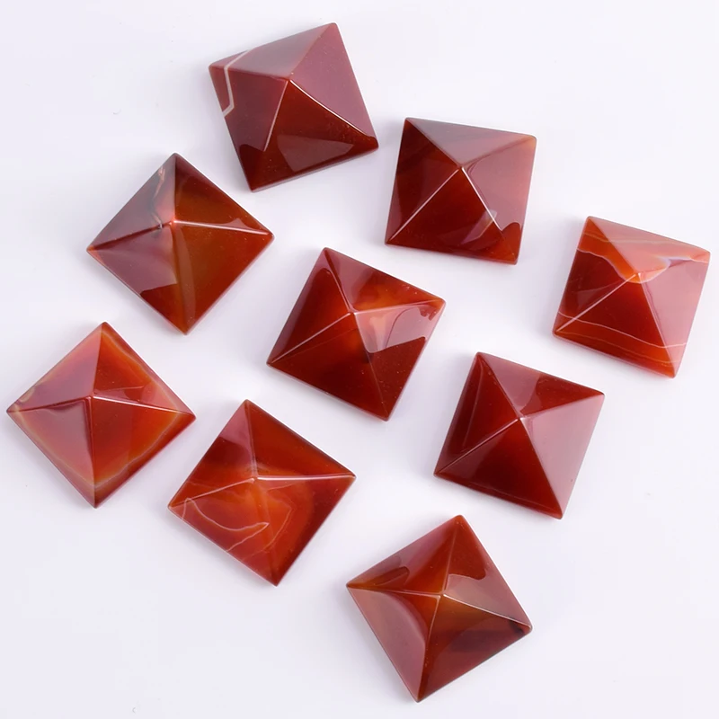 

Wholesale Red agate pyramid figurines miniatures Energy Healing Quartz Crystal Egypt statue Feng shui Egyptian model