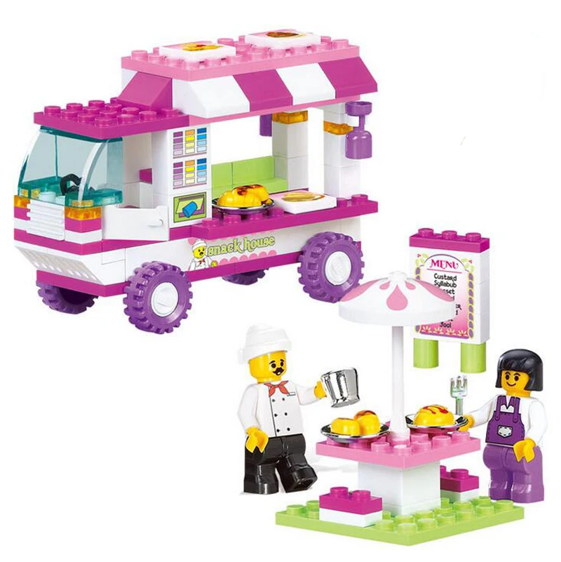 New Original Sluban Building Blocks City House Snack Car Brick Set Toys For Children Compatible with