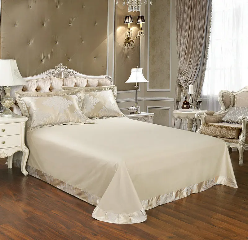 Waliicorners Gold Silver Beige Luxury Silk Jacquard Bedding set Queen King size Duvet cover set Embroidery Bed sheet Linen set Pillowcases 29 IMG_7726