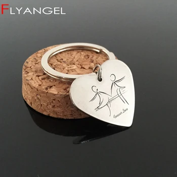 

Fashion Heart Key Holder Stamped Stick Figure Lover Mini Bag Charm Stainless Steel Key Holder Gifts For Lover Couples Keyring