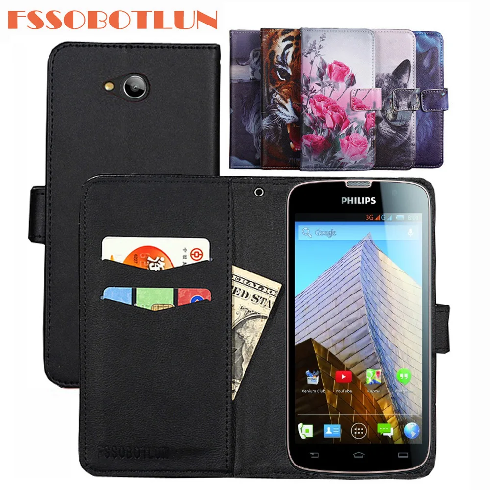 

FSSOBOTLUN For Philips Xenium W8510 PU Leather Retro Flip Cover Magnetic Fashion Wallet Case Kickstand Strap For Philips W8510