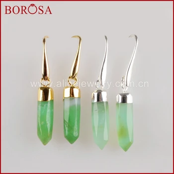 

BOROSA Natural Australia Stone Faced Gold Color Druzy Threader Earrings, Drop Earring Dangle Earrings for Women G1353 S1353