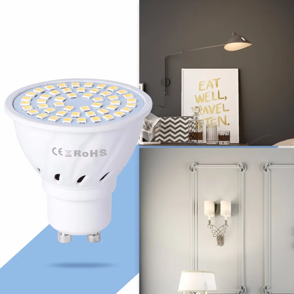 6 piezas GU10 lámpara LED GU5.3 MR16 bombilla LED 220 V 48 60 80 LEDS B22 Lampada LED E27 bombilla LED E14 home luz 4 W 6 W 8 W