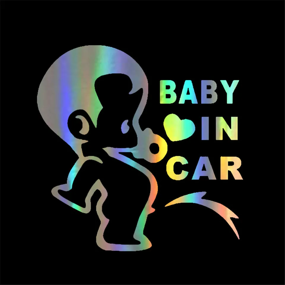 1212CM BABY IN CAR Cute Fun Loving Child's Personality Car Stickers Motorcycle Decals Car Styling BlackSilverlaser (4)