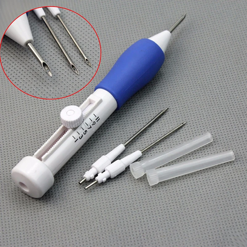 

mylb Diy Punch Needle Set Embroidery 3 Needles 2 Threaders Abs Plastic Craft Tools Diy Embroidery Knitting Poke Needles