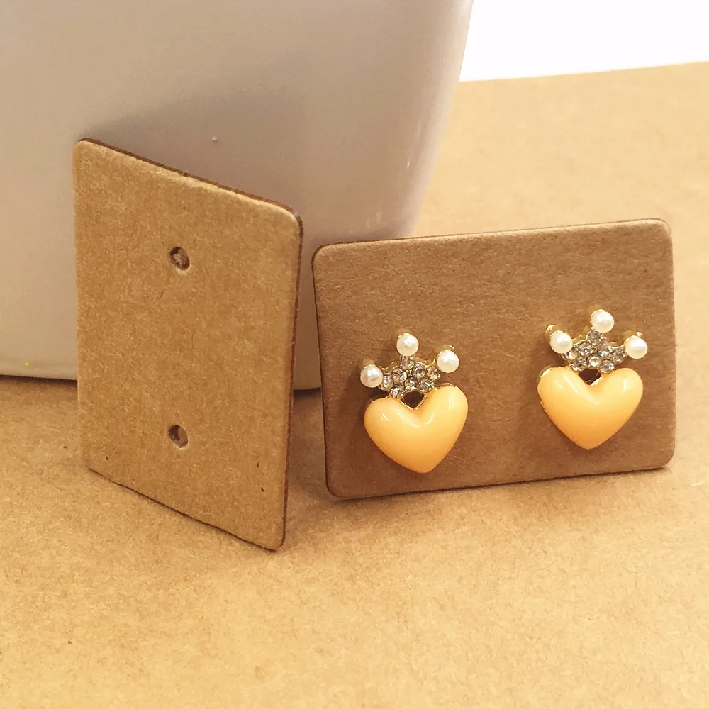 200pcs Natural Kraft Brown Earring Cards thickening cardboard Jewelry