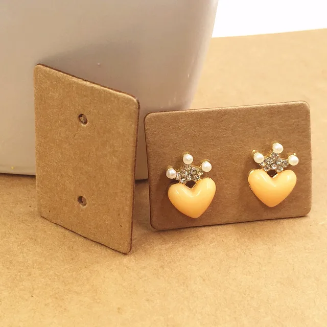 200pcs Natural Kraft Brown Earring Cards Thickening Cardboard 200pcs Natural Kraft Brown Earring Cards Thickening Cardboard Jewelry Ear Studs Packaging Display Tags