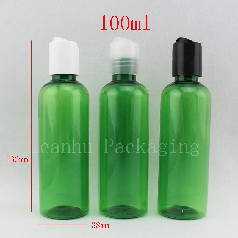 100ml X 50 green PET bottles 100cc liquid cosmetic packaging containers
