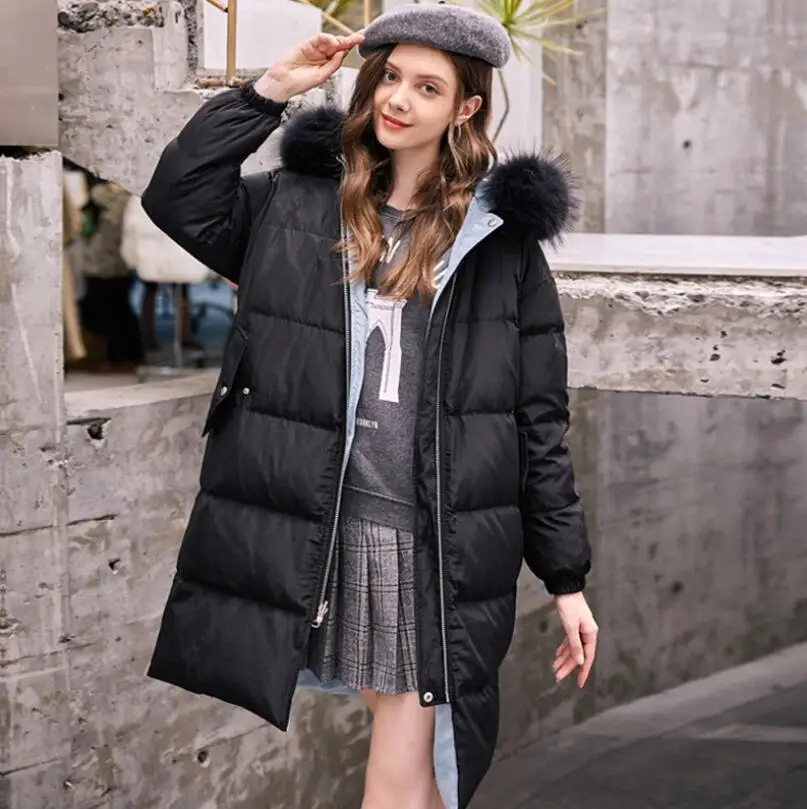Les Femmes White blue À Vers Longueur Pink Le Bas And Capuchon Porter Côtés Duvet P639 Sur Deux Survêtement Manteaux Canard D'hiver Veste Chaud Manteau Black Blanc Femelle De Moyen 5FAwqpH