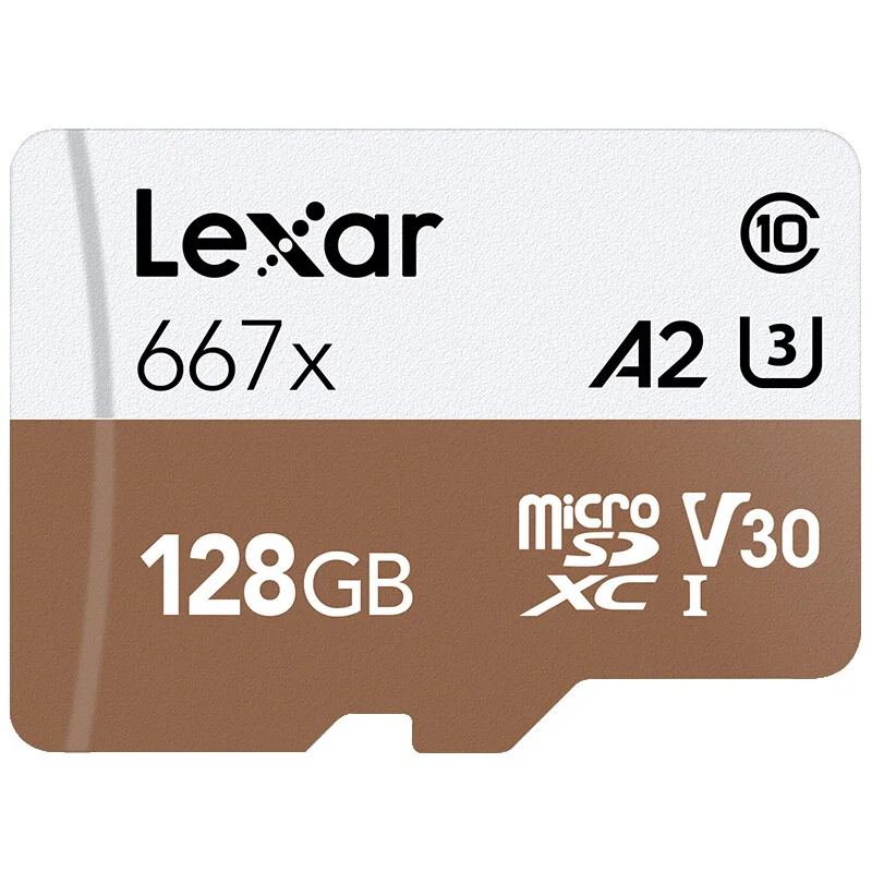 Lexar Tarjeta 667x Micro SDXC UHS-I с адаптером 64 GB 256GB 128 GB A2 U3 V30 Clase 10 1080 p HD 4 K 3D DEO - Емкость: LKS-TF667X-128GB