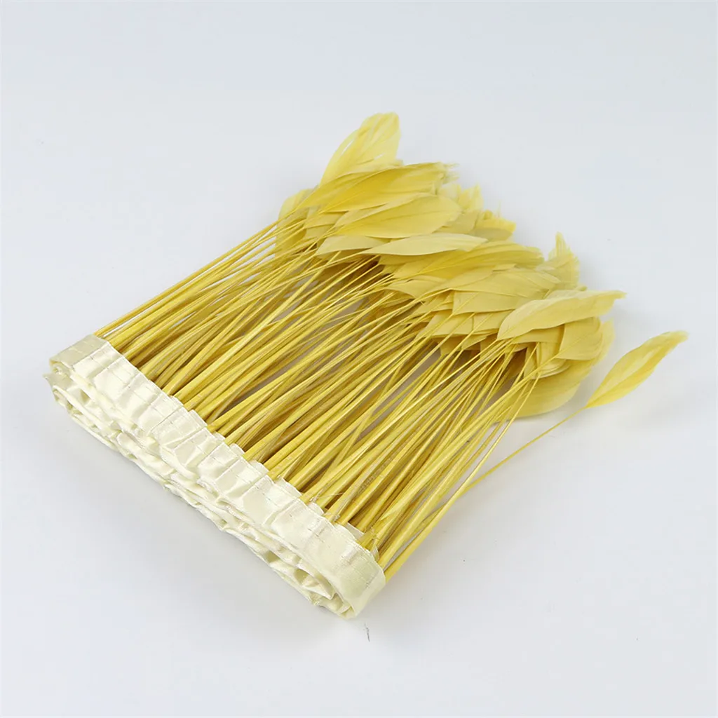 fityle 2m Handmade Accessory 15 - 20cm Natural Marabou Hackle Feather Fringe Trims Ribbon Sewing Crafts Colorful
