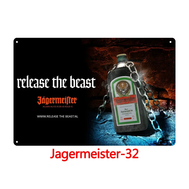 Алкогольный напиток Jagermeister голова оленя плакат Классическая Настенная Наклейка Декор домашнего бара старинная металлическая пластина виски Вино Олово знак - Цвет: Розовый