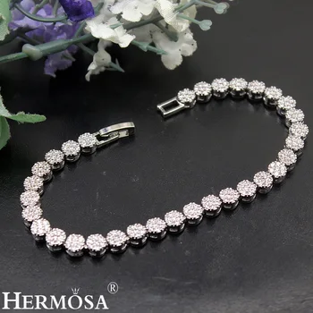

Sweetie Girls Gift White Zircon Bracelet 18.5cm Fashion Women Bracelets Wedding Jewellery Party Present