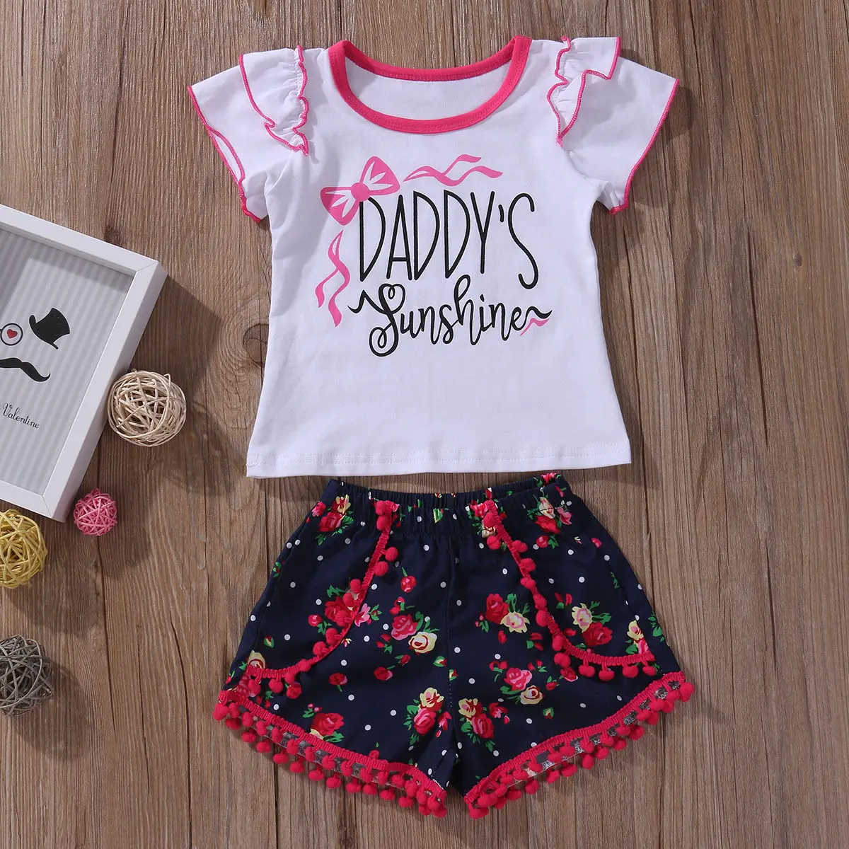 Cotton Summer 2Pcs Newborn Toddler Baby Girls 0 4Y Floral Outfits Sets