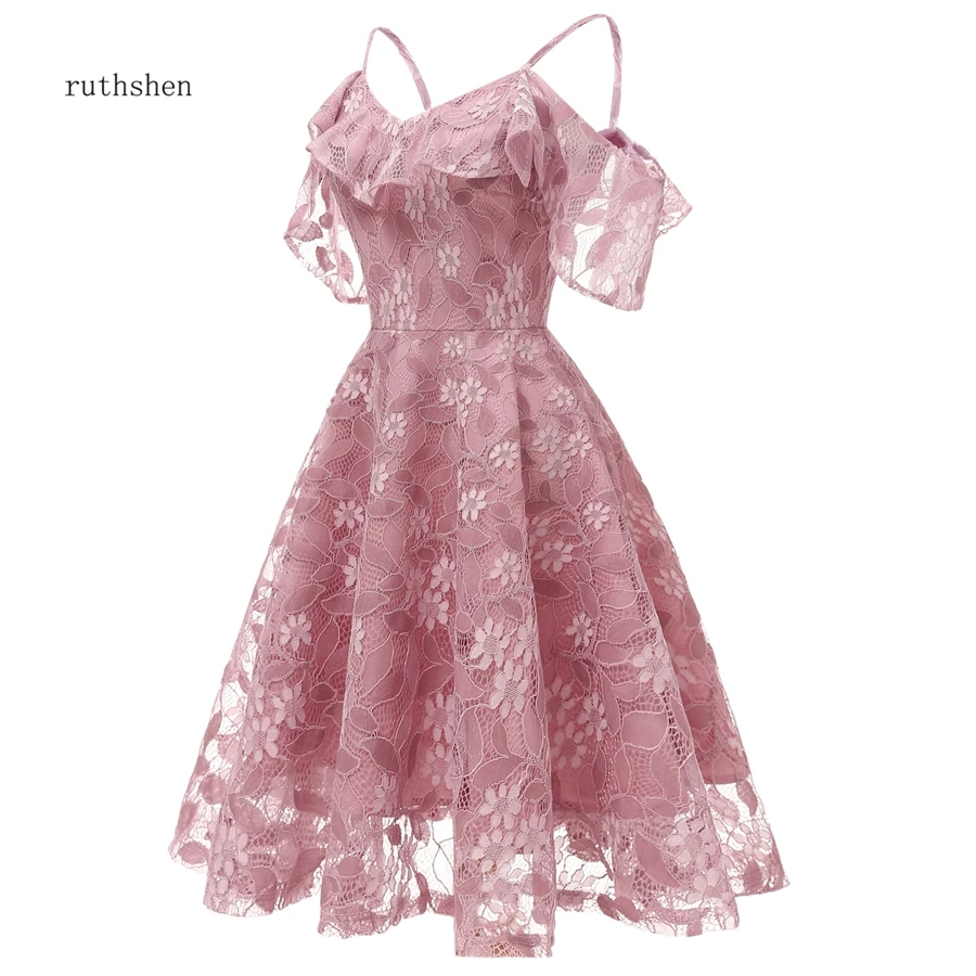 Платья для выпускного вечера с v-образным вырезом розовые кружевные платья до колена платья для выпускного вечера платья для вечеринок