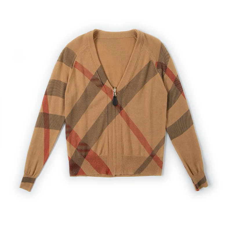 Striped v-neck elastic knit zipper cardigans sweater coats 2018 new long sleeve women autumn short coats Striped v-neck elastic knit zipper cardigans sweater coats 2018 new long sleeve women autumn short coats