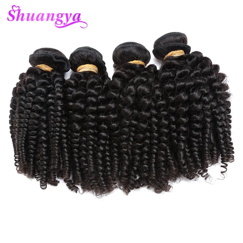 

Brazilian Bouncy Curly Hair 4 Bundles Funmi Hair Weaves 100% Human Hair Bundles Shuangya Remy Hair Can Be Dyed And Straightened