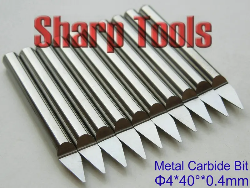 

4MM 40 Angle 0.4MM Tip Solid Carbide Engraving Bits Mini Milling Tools for Metal Aluminum Steel, 10pcs CNC Engraver End Mill Set