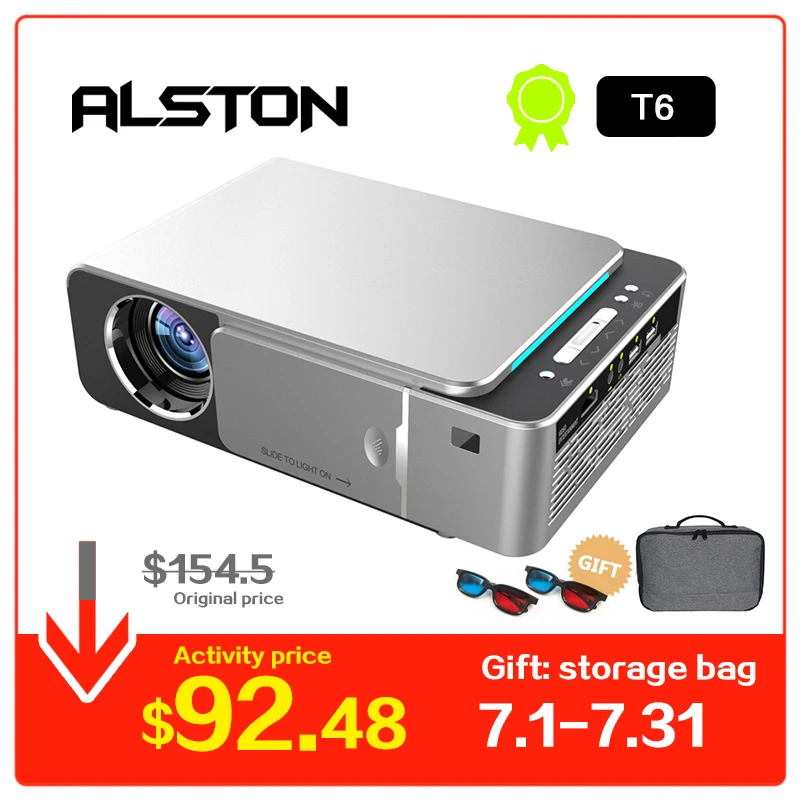 الستون T6 جهاز عرض LED بتقنية عالية الوضوح 4 k 3500 لومينز HDMI USB 1080 p المحمولة سينما Proyector متعاطي المخدرات مع هدية غامضة