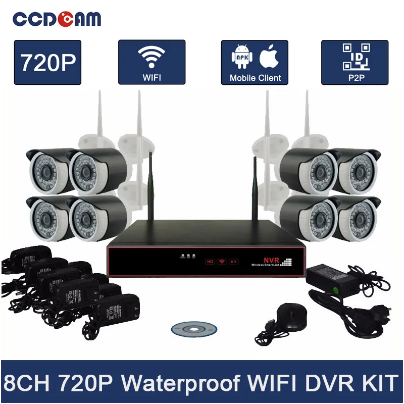  CCDCAM 8CH 720 P inalámbrico NVR Kit IR visión nocturna Mini juego de cámara Wifi con disco duro co